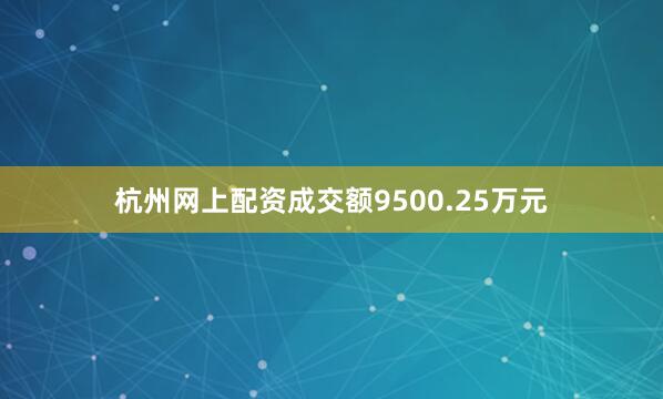 杭州网上配资成交额9500.25万元