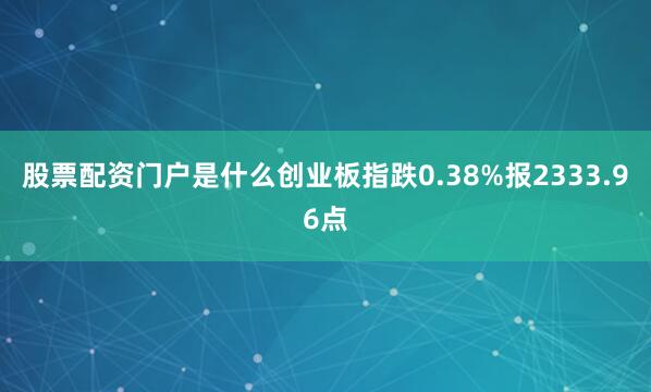 股票配资门户是什么创业板指跌0.38%报2333.96点